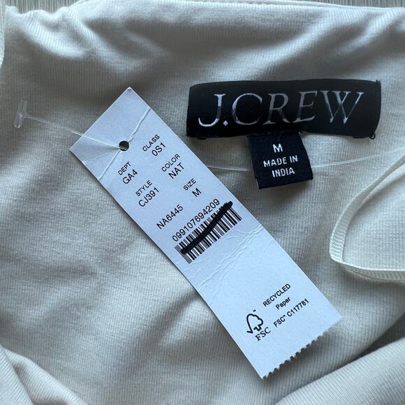 J Crew Strapless Mixy Dress Medium Natural Black Pockets Flaw - Picture 2 of 10